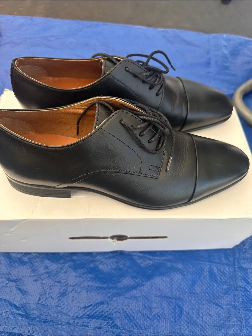Aldo Black Leather Slip-On Loafers with Tan Insoles